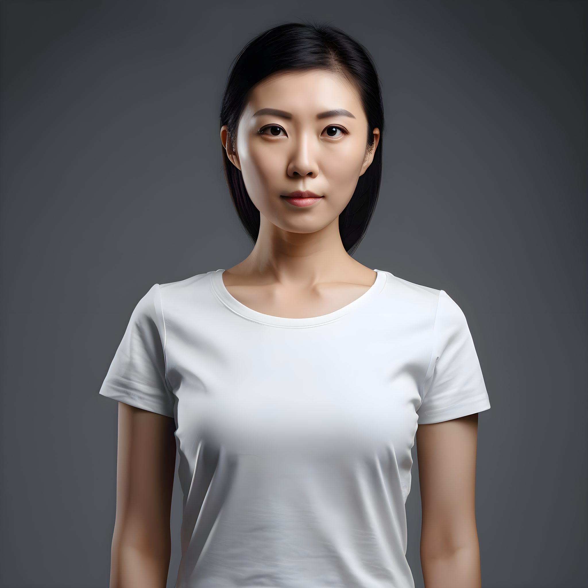 Portrait of a beautiful young asian woman in white t shirt