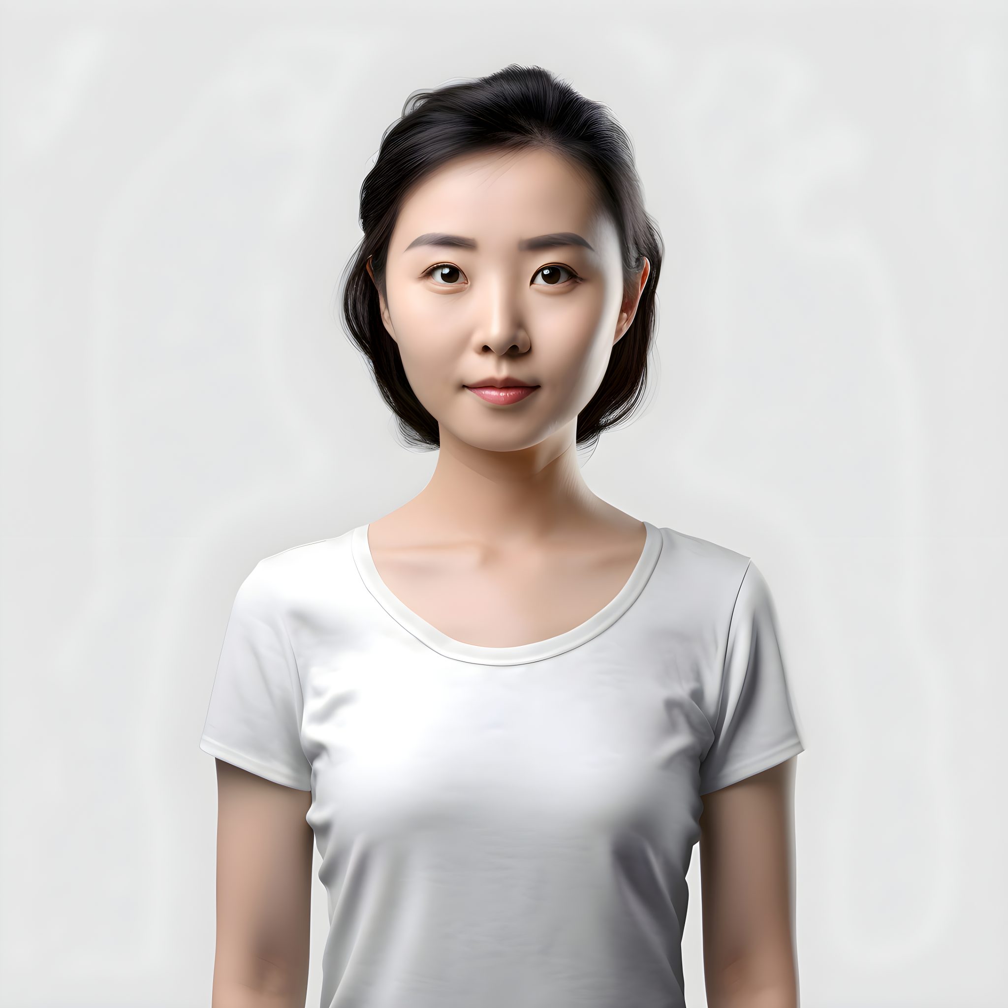 Portrait of a beautiful young asian woman in white t shirt